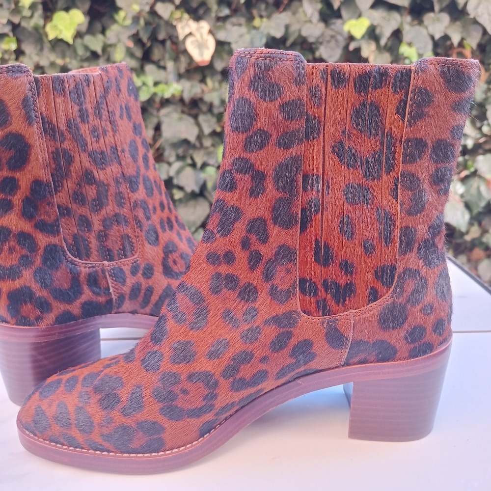 Madewell The Autumn High Leopard Calf Hair Chelsea Boots Women's Size 7.5 - Picture 8 of 12